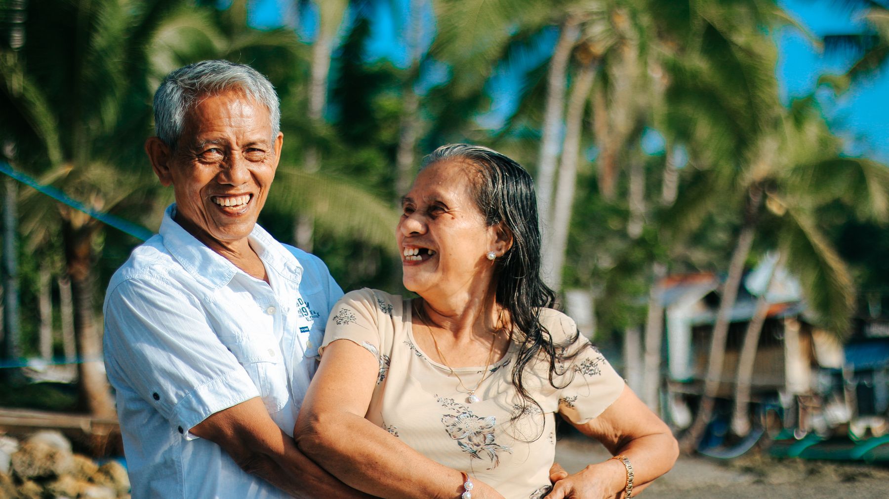 A retired couple enjoying time together outdoors